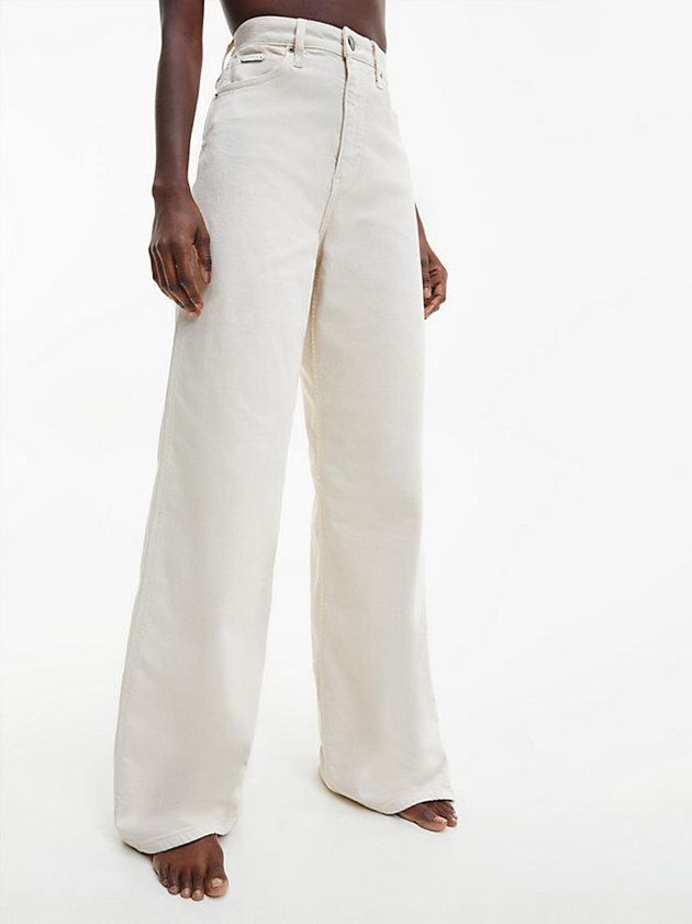 Calvin Klein USA High Rise Wide Leg Womens Jeans White 4781563-ZN